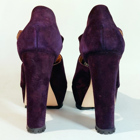 RED Valentino eggplant suede mary-jane platform pumps, EU41/10, new w/ flaws - Picture 6 of 15